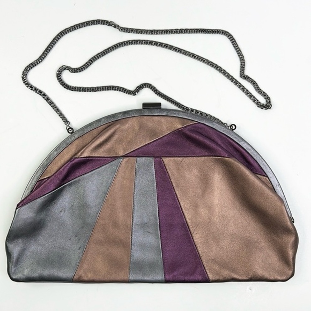 HOBO INTERNATIONAL WOMEN’S LEATHER PURSE CHAIN STRAP GEOMETRIC PRINT